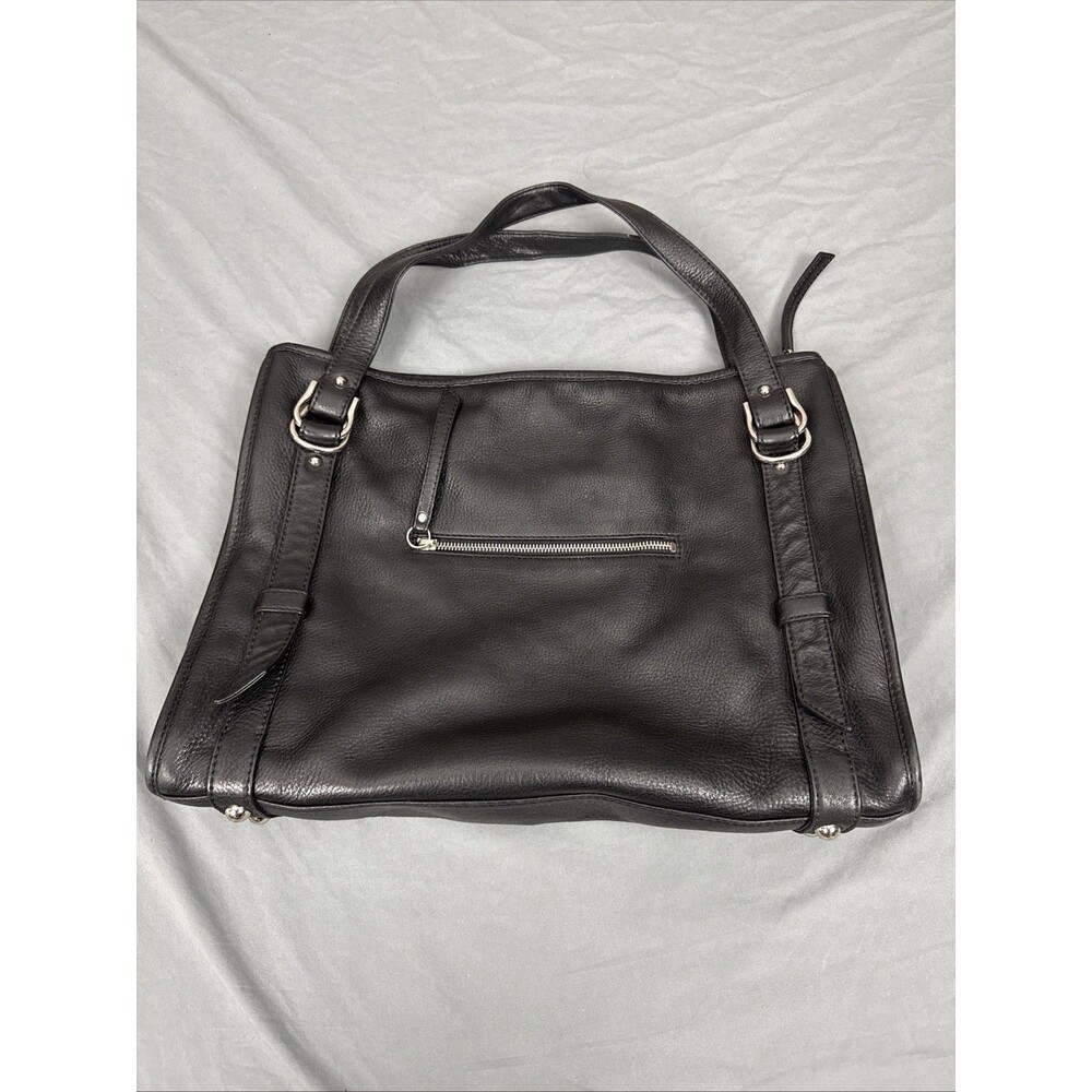 Banana Republic‎ Black Pebbled Leather Large Shoulder Tote Bag Harness 2007 Y2K